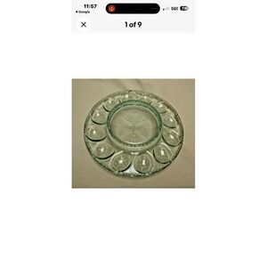 Vintage Longaberger Glass Deviled Egg Plate Deviled Green New Rare Decor Kitchen